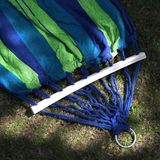 Outdoor Rollover-resistant Single Person Canvas Hammock Portable Beach Swing Bed with Wooden Sticks  Size: 280 x 80cm(Blue)