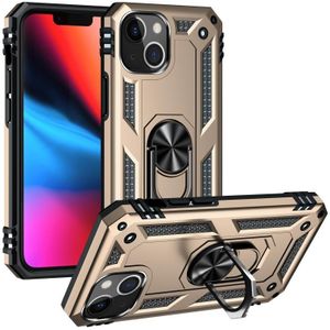 Shockproof TPU + PC Protective Case with 360 Degree Rotating Holder For iPhone 13(Gold)