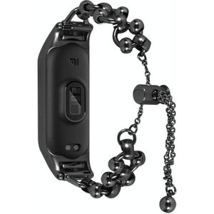 Voor Xiaomi Mi Band 5/6 kraal stalen ketting metalen horlogeband