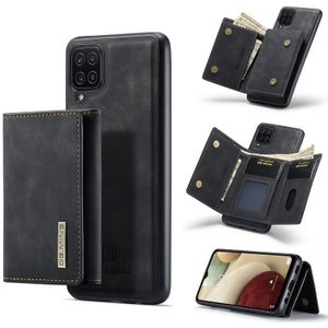 For Samsung Galaxy A12 5G DG.MING M1 Series 3-Fold Multi Card Wallet + Magnetic Back Cover Shockproof Case with Holder Function(Black)
