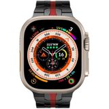 Stalen horlogeband voor Apple Watch Ultra 49 mm / serie 8 & 7 45 mm / SE 2 & 6 & SE & 5 & 4 44 mm / 3 & 2 & 1 42 mm (zwart rood)