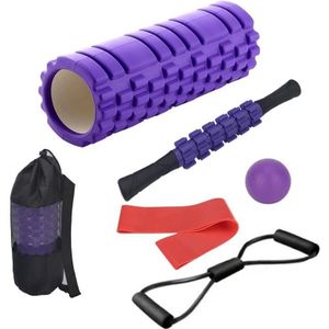 33cm 6 stks/set EVA Hollow Foam Roller Spier Ontspanning Roller Yoga Kolom Set Fitness Apparatuur (Paars)