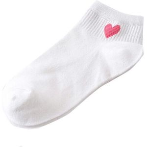 10 Pairs Cute Socks Women Red Heart Pattern Soft Breathable Cotton Socks Ankle-High Casual Comfy Socks(white body pink heart)