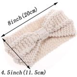 Winter Knitted Headband Turban Women Crochet Bow Wide Stretch Hairband Head Wrap(White)