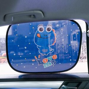 N978 2 Sets Summer Cartoon Car Electrostatic Adsorption Side Window Shade Sticker(One Pair Dinosaur)