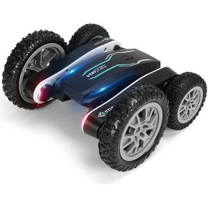1: 24 2.4G bloeiende stuntauto RC dubbele vervorming afstandsbediening auto draaien roterende speelgoed auto (zwart)