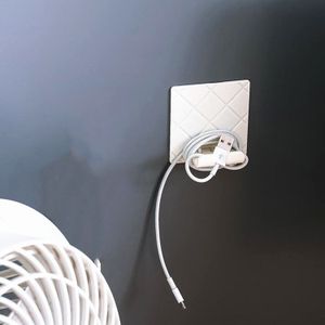 10 PCS Power Plug Hook Adhesive Punch-free Wall-mounted Storage Rack(White)