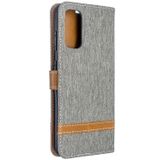 For Galaxy S20 Color Matching Denim Texture Horizontal Flip PU Leather Case with Holder & Card Slots & Wallet & Lanyard(Grey)