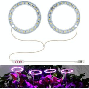LED Plant Growth Lamp Full Spectroscopy Intelligent Timing Indoor Fill Light Ring Plant Lamp  Power: Two Head(Red Blue Light)