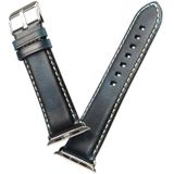 For Apple Watch Series 5 & 4 44mm / 3 & 2 & 1 42mm Oil Wax Retro Cowhide Strap Watchband(Blue)
