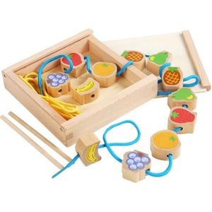 Monki kinderen houten fruit kralen bouwstenen dragen touw spel puzzel speelgoed