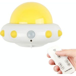 UFO Remote Control USB Charging Night Light Bedside Smart Sensor LED Atmosphere Light(Yellow)