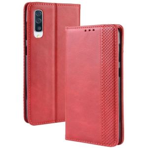 Magnetische Buckle retro Crazy Horse textuur horizontale Flip lederen case voor Galaxy A70  met houder & kaartsleuven & fotolijstjes (rood)