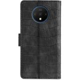 For OnePlus 7T Skin Feel Crocodile Texture Magnetic Clasp Horizontal Flip PU Leather Case with Holder & Card Slots & Wallet(Black)