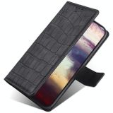For OnePlus 7T Skin Feel Crocodile Texture Magnetic Clasp Horizontal Flip PU Leather Case with Holder & Card Slots & Wallet(Black)