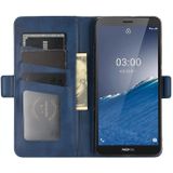 For Nokia C3 Dual-side Magnetic Buckle Horizontal Flip Leather Case with Holder & Card Slots & Wallet(Dark Blue)