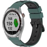 Voor Garmin Approach S40 20 mm tweekleurige poreuze siliconen horlogeband (olijfgroen + zwart)