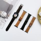 Crazy Horse Texture + Flat Texture Leather Replacement Watchbands For Apple Watch Series 6 & SE & 5 & 4 40mm / 3 & 2 & 1 38mm(Black)