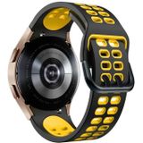 Voor Samsung Galaxy Watch 5 Pro 45 mm dubbele rij gaten tweekleurige siliconen horlogeband (zwart geel)