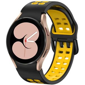 Voor Samsung Galaxy Watch 5 Pro 45 mm dubbele rij gaten tweekleurige siliconen horlogeband (zwart geel)