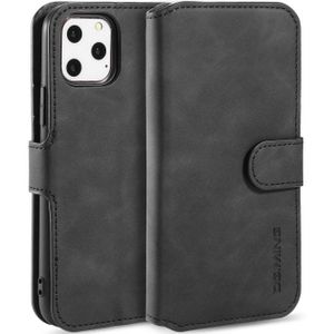 DG.MING Retro Oil Side Horizontal Flip Case with Holder & Card Slots & Wallet for iPhone 11 Pro(Black)