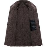 Men Casual Lapel Warm Leather Coat (Color:Khaki Size:M)