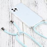 Vierhoek Schokbestendige Transparante TPU-beschermhoes met Lanyard voor iPhone 13 Pro (Mint Green White)