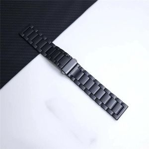 For Xiaomi Haylou RS3 / Suunto 9 Peak 22mm Universal Titanium Alloy Three Plants Flat Buckle Replacement Watchband(Black)