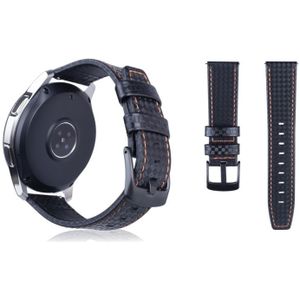 Carbon Fiber Texture Top-grain Leather Wrist Watch Band for Samsung Gear S3 22mm(Orange)