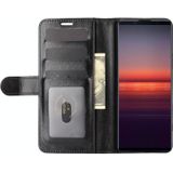 For Sony Xperia 5 II R64 Texture Single Horizontal Flip Protective Case with Holder & Card Slots & Wallet& Photo Frame(Black)