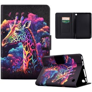 Voor Amazon Kindle Fire 7 2022 Gekleurde Tekening Smart Leather Tablet Case(Giraffe)