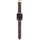 Canvas lederen horlogeband voor Apple Watch Series 7 45 mm / 6 & SE & 5 & 4 44mm / 3 & 2 & 1 42mm