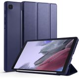 For Samsung Galaxy Tab A7 Lite T225 3-folding Horizontal Flip Honeycomb TPU Shockproof + PU Leather Case with Holder(Dark Blue)