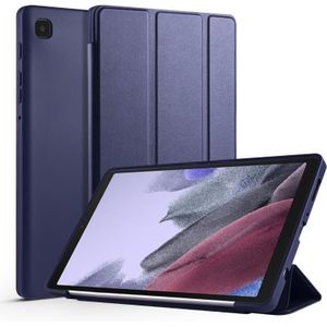 For Samsung Galaxy Tab A7 Lite T225 3-folding Horizontal Flip Honeycomb TPU Shockproof + PU Leather Case with Holder(Dark Blue)