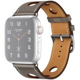 For Apple Watch Series 5 & 4 40mm / 3 & 2 & 1 38mm Leather Three Holes Replacement Strap Watchband(Grey)