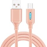 Micro-USB-interface zink legering Marquee lichtgevende intelligente automatische power off opladen data kabel (Rose goud)