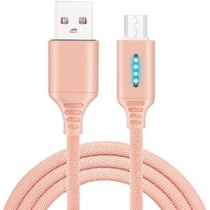 Micro-USB-interface zink legering Marquee lichtgevende intelligente automatische power off opladen data kabel (Rose goud)