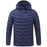 USB Heated Smart Constant Temperature Hooded Warm Coat for Men and Women (Color:Blue Size:XXXL)