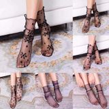 3 Pairs Lace Socks Fishnet Embroidered High Fish Women Net Socks Ankle Short Socks Ruffle Sexy(Branch)