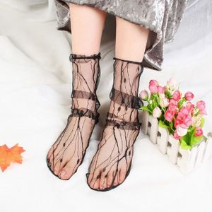 3 Pairs Lace Socks Fishnet Embroidered High Fish Women Net Socks Ankle Short Socks Ruffle Sexy(Branch)