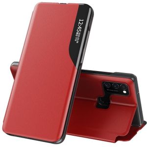 For Galaxy M31/M30S/M21 Side Display Magnetic Shockproof Horizontal Flip Leather Case with Holder(Red)