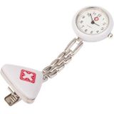 Portable Alloy Nurse Round Quartz Wristwatch Watch with Pin(Silver)