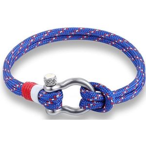 Navy Style Sport Camping Parachute Cord Survival Bracelet with Stainless Steel Shackle Buckle(Blue)