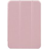 3-vouwen TPU horizontale flip lederen tas met houder voor iPad mini 6 (rose goud)