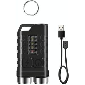 V3 Sleutelhanger Licht USB Oplaadbaar Sterk Licht Mini Zaklamp (Transparant Zwart)