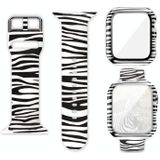 Silicone Printing Integrated Replacement Watch Case Watchband For Apple Watch Series 6 & SE & 5 & 4 40mm(Zebra)
