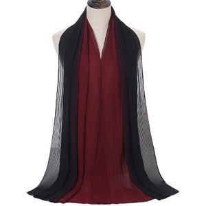 Color-Blocking Crumpled Long Print Gradient Color All Seasons Universal Sunscreen Scarf  Size: 180 x 70cm(10 Wine Red + Black)