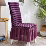 Bubble Skirt Chair Cover Household Elastic Universal One-piece  Seat Stool Cover Fabric Grid Chair Cover  Size: Universal Size(Purple Strip)