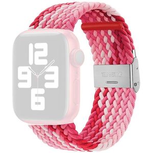 Gevlochten + roestvrijstalen vervanging horlogebanden voor Apple Watch Series 7 41mm / 6 & SE & 5 & 4 40mm / 3 & 2 & 1 38mm (Z-patroon rood poeder)
