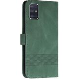 Voor Samsung Galaxy A71 Cubic Skin Feel Flip Leather Phone Case (Dark Green)